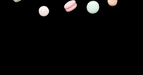 Macarons cake, fly falling pattern macaroon. Alpha Channel Stock Footage 97905268