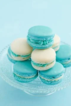 Macarons on cake stand Stock Photos
