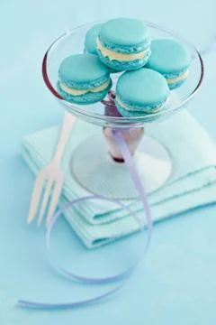 Macarons on cake stand Stock Photos