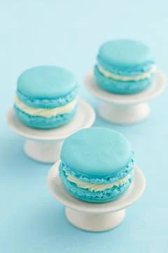 Macarons on cake stand Stock Photos