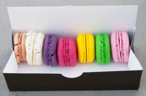 Macarons cookies in box 写真素材