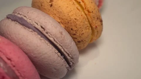 Macarons Cookies Rotation Closeup Texture Stock Footage 168881191