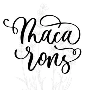 Macarons lettering logo. Linear calligraphy inscription of macarons store on  Stock Illustration