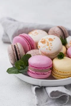 Macarons mint bowl Stock Photos