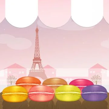 Macarons in Paris Stock Illustration