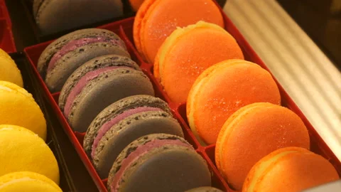 Macarons on rack. Stock Footage 122388225