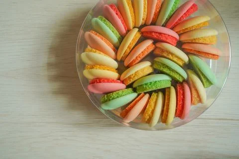 Macarons in a round box Stock Photos