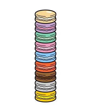 Macarons stack isolated. Multicolored dessert Stock Illustration