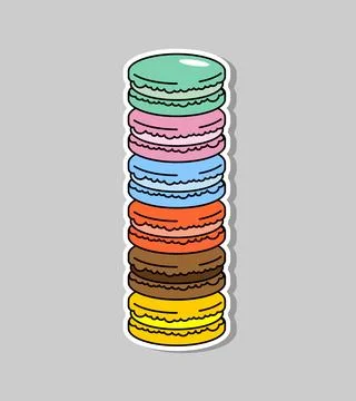 Macarons stack isolated. Multicolored dessert Stock Illustration