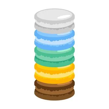 Macarons stack isolated. Multicolored dessert Stock Illustration