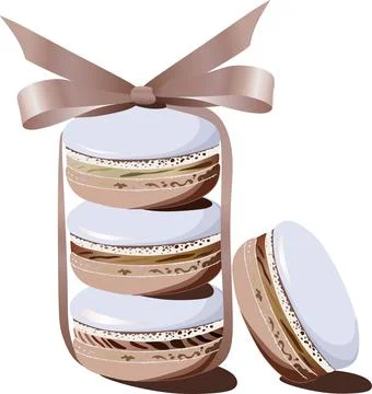 Macarons. Sweets. Cake. Cookies. Macarons with a bow Stockillustratie