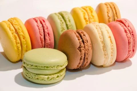 Macarons on a White Background Stock Photos