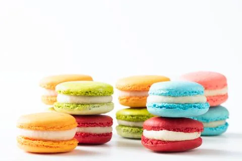 Macarons on white background Stock Photos