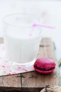 Macaroon and milk Stock Photos