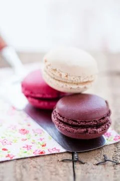 Macaroon and server Stock Photos