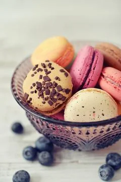 Macaroon with berries Stock Photos