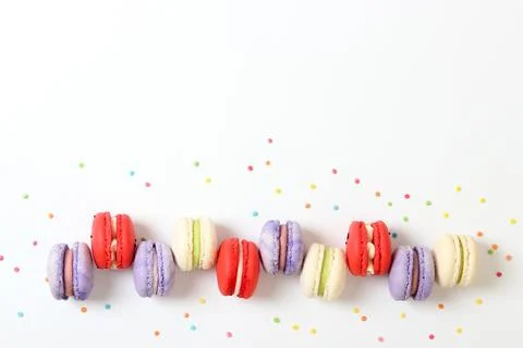 Macaroon cakes on a white background. Stockfoto's