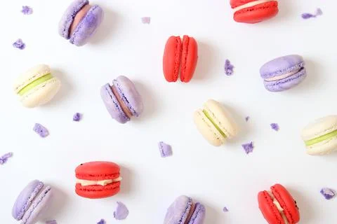 Macaroon cakes on a white background. Stockfoto's