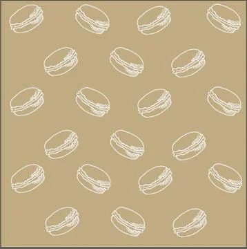 Macaroon cookies on a light brown background, hand-drawn, vector background for Illustrazione stock