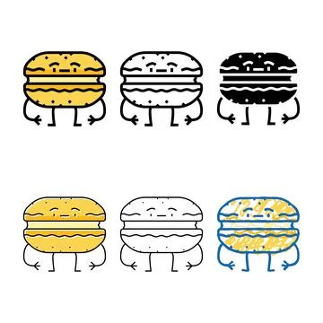 Macaroon dessert character color multistyle icon vector Stock Illustration