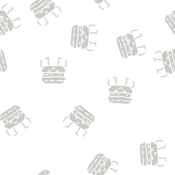 Macaroon dessert character glyph vector seamless pattern 스톡 일러스트