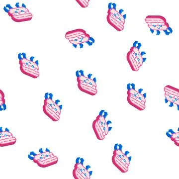 Macaroon dessert character isometric icon seamless pattern Stock Illustration