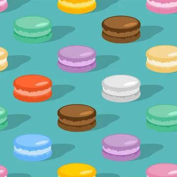 Macaroon pattern seamless. Macaroons Colourful dessert background. Macaron .. 스톡 일러스트