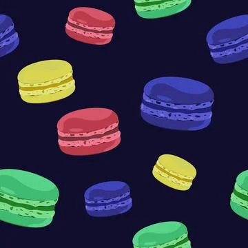 Macaroon seamless pattern. Dessert print. Stock Illustration