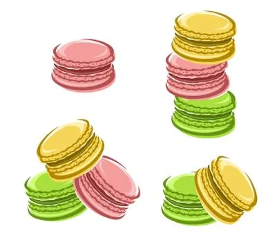 Macaroon set. Collection icon macaroon. Vector Stock Illustration
