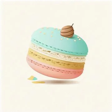 Macaroon, sweets, white background, vector illustration, Made by AI,Artific.. Stock Illustration