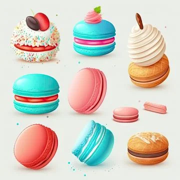 Macaroon, sweets, white background, vector illustration Illustrazione stock
