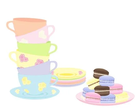 Macaroon tea Stock Illustration