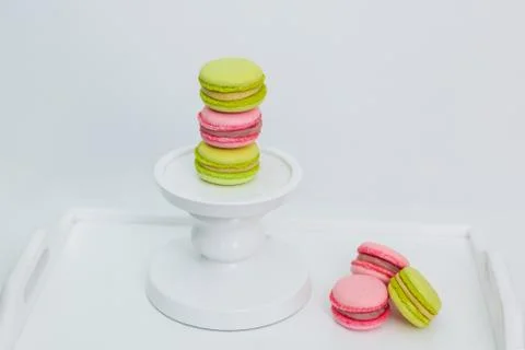 Macaroon on a white pedestal 스톡 사진