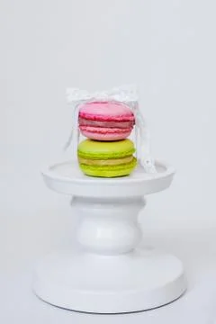 Macaroon on a white pedestal 스톡 사진