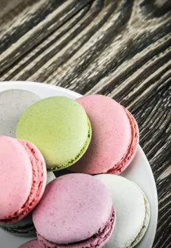 Macaroon on a wooden table 写真素材