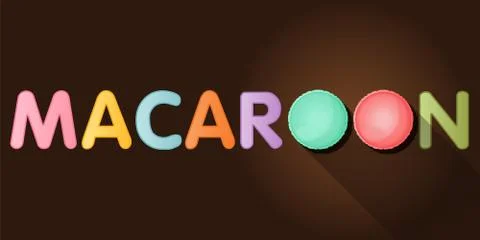 Macaroon word with top view of macaroons Illustrazione stock