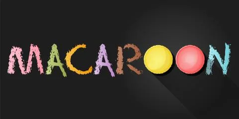 Macaroon word with top view of macaroons Stock Illustration