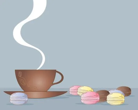 Macaroons and coffee Illustrazione stock