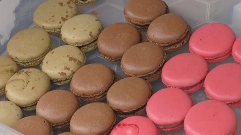 Macaroons are colored cookies. Stock Footage 76432866