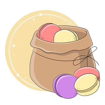 Macaroons in a bag with a bow Stock Illustration