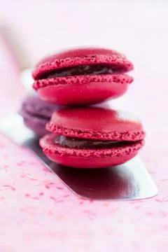 Macaroons on cake server Stock Photos