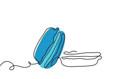 Macaroons cookies single line animated illustration. One continuous self drawing Stock Footage 302573565