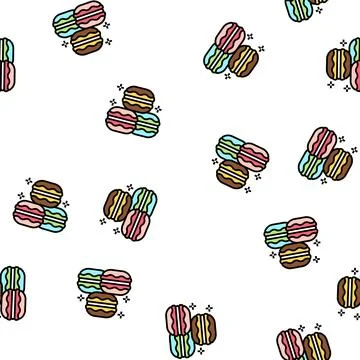Macaroons cookies vector seamless pattern Stock Illustration