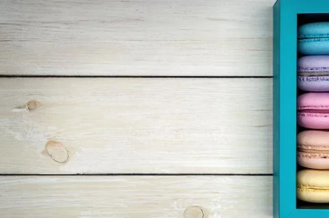 Macaroons in a gift box 스톡 사진