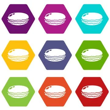 Macaroons icons set 9 vector Illustrazione stock