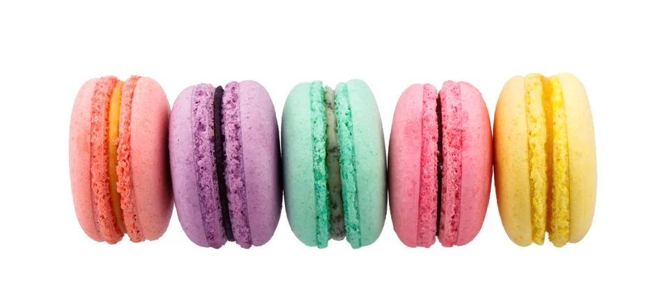 Macaroons isolated on white background, without shadow Stock Photos