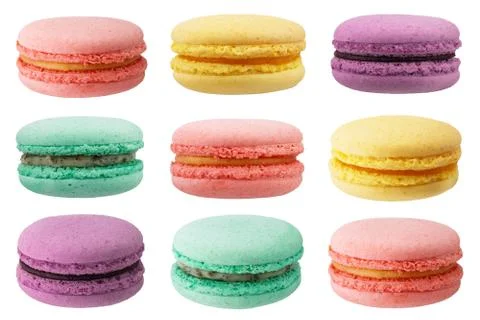 Macaroons isolated on white background, without shadow Stockfoto's