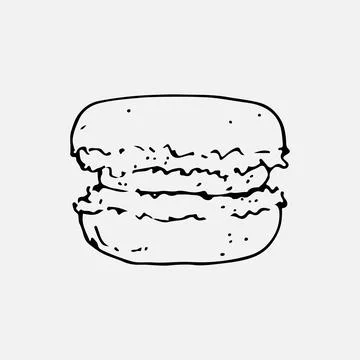 Macaroons logo. macaroon in hand drawn doodle style. Vector illustration Stock Illustration