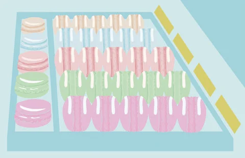 Macaroons lying on the window. Stock Illustration