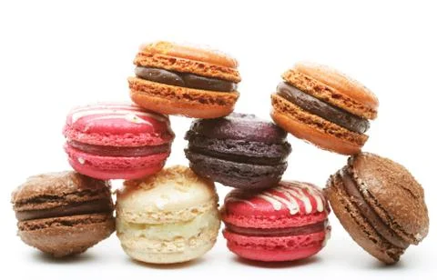 Macaroons over white background Stock Photos
